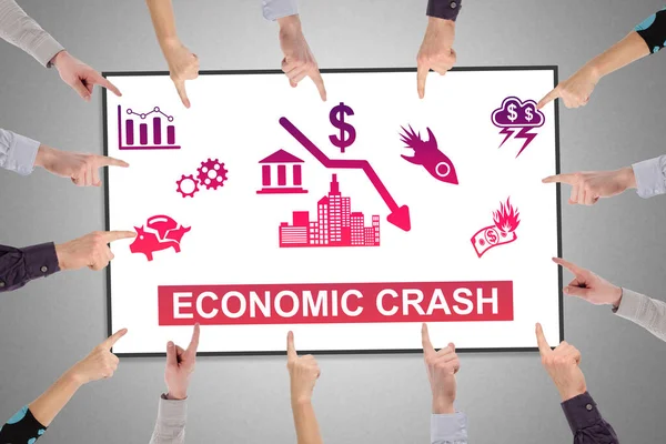 Hands Pointing Economic Crash Concept — Stockfoto