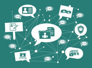Concept of personal data with icons on speech bubbles
