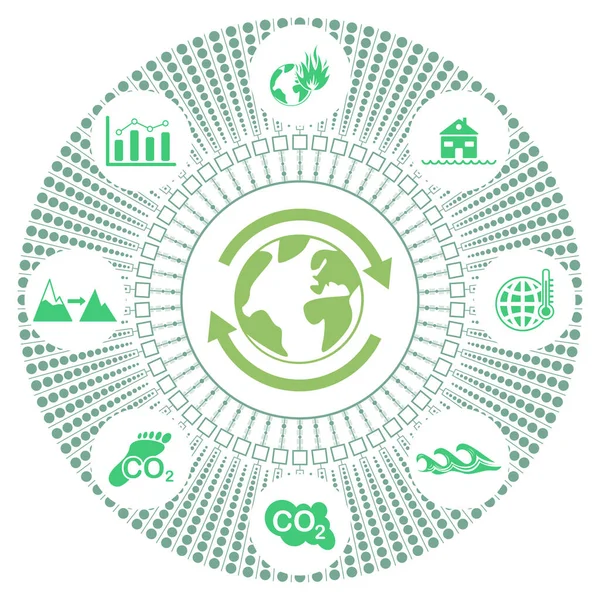 Concept Climate Change Connected Icons — Stok fotoğraf
