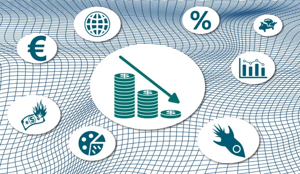 Concept Economic Crash Icons Mesh Network — Zdjęcie stockowe