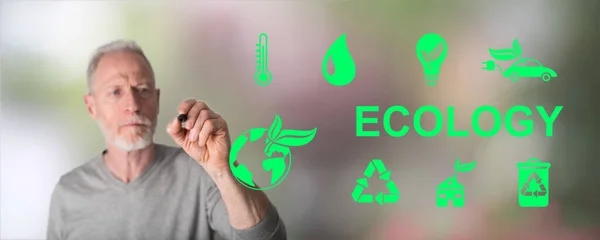 Ökologiekonzept Von Einem Mann Entworfen — Stockfoto