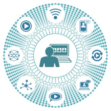 Bağlı simgelerle video konferansı kavramı