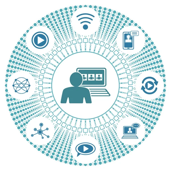 Bağlı simgelerle video konferansı kavramı