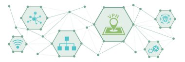 Bağlı simgelere sahip vpn kavramı