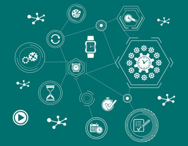 Bağlı simgelerle zaman yönetimi kavramı