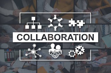 Arkaplandaki resimlerle gösterilen işbirliği konsepti