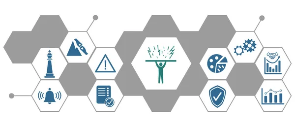 Concept of crisis management with connected icons