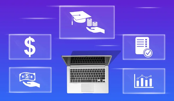 Top View Laptop Symbol Fafsa Concept — 图库照片