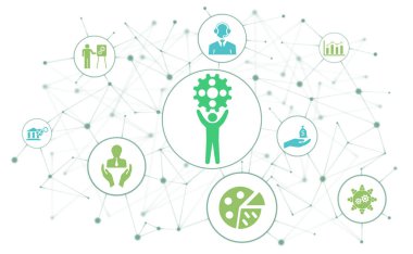 Bağlı simgelerle iş desteği kavramı