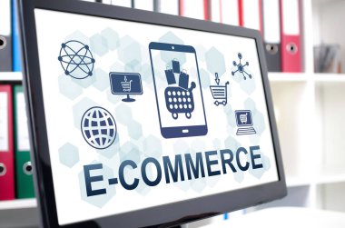 E-ticaret kavramı bir bilgisayar ekranında gösterilen