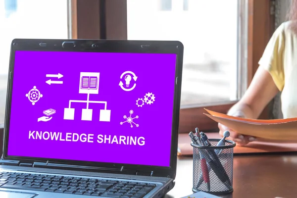 Laptop screen displaying a knowledge sharing concept