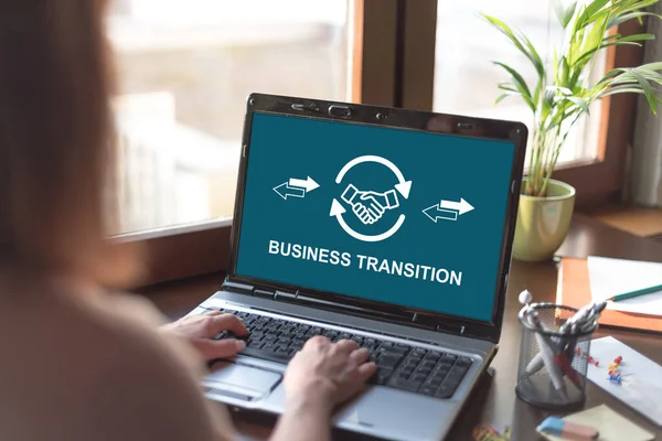 Laptop Screen Displaying Business Transition Concept — Stockfoto