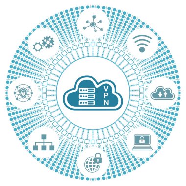 Bağlı simgelere sahip vpn kavramı