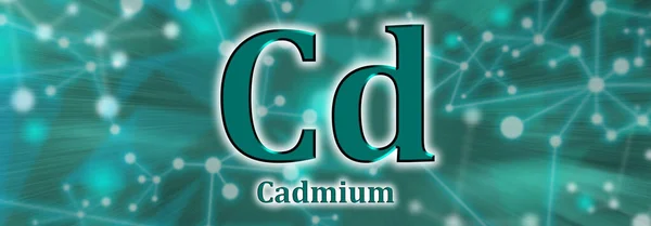 Cd symbol. Cadmium chemical element on green network background