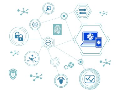 Bağlı simgelerle 2fa kavramı