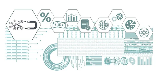 Koncept Atrakce Investorů Propojenými Ikonami — Stock fotografie