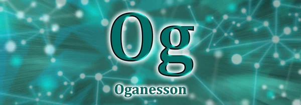 Og符号 绿色网络背景下的Oganesson化学元素 — 图库照片