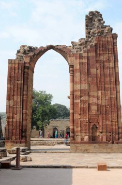 The Qutub Minar was built in 1235 during the Delhi Sultanate. The Qutub Minar is on the UNESCO World Heritage List. Delhi, India.