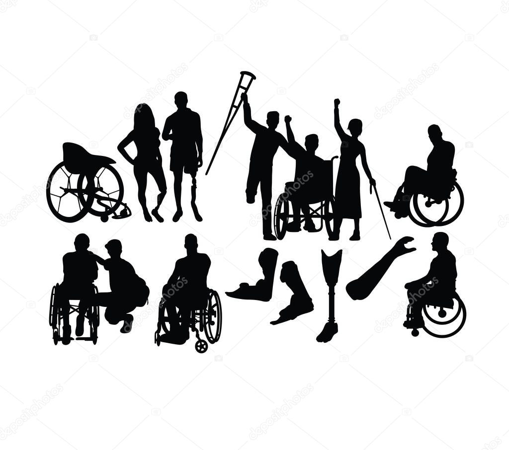  People with Disabilities Silhouettes, art vector design