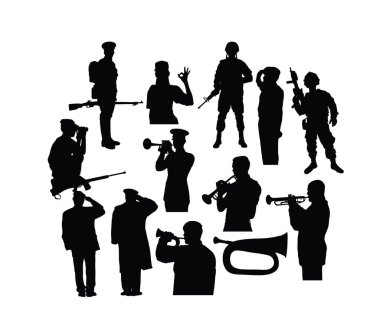 Asker ve Ordu Siluetleri, sanat vektör tasarımı