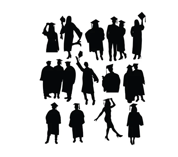 Happy Graduation Activity Silhouettes Art Vector Design — Stock Vector