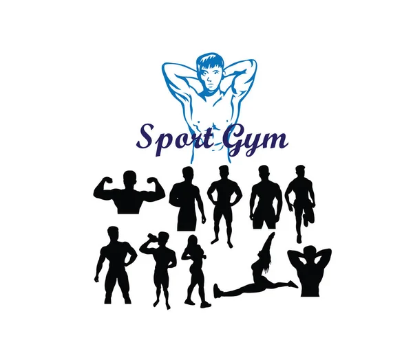 Silhouettes Fitness Design Silhouettes Vectorielles Art — Image vectorielle