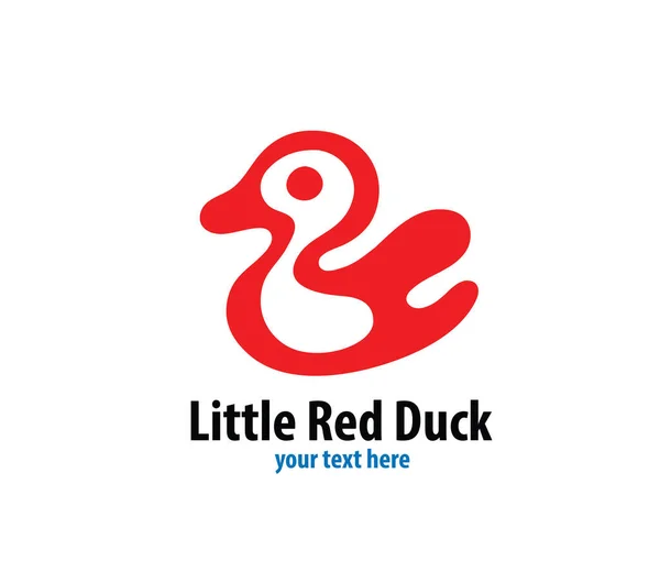 小さな赤いアヒルのロゴ アートベクトルデザイン — ストックベクタ