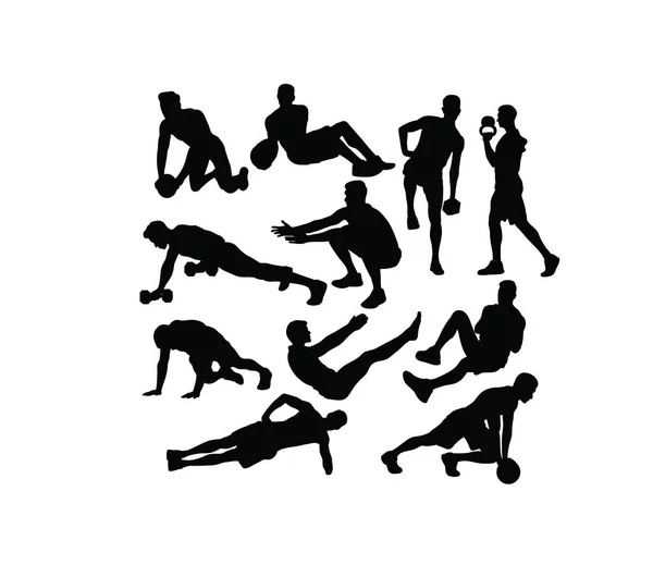 Silhouettes Gymnastique Fitness Design Silhouettes Vectorielles Art — Image vectorielle