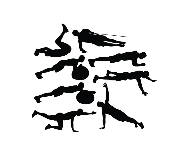 Gymnastik Und Fitness Silhouetten Kunst Vektor Silhouetten Design — Stockvektor