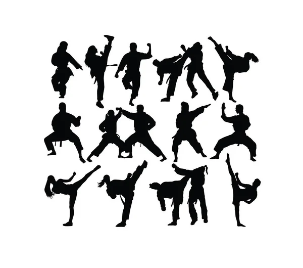 Kungfu Karate Silhouettes Diseño Vectores Arte — Archivo Imágenes Vectoriales