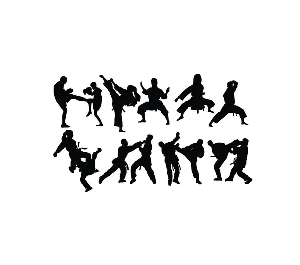 Kungfu Karate Silhouettes Art Vector Design — стоковий вектор