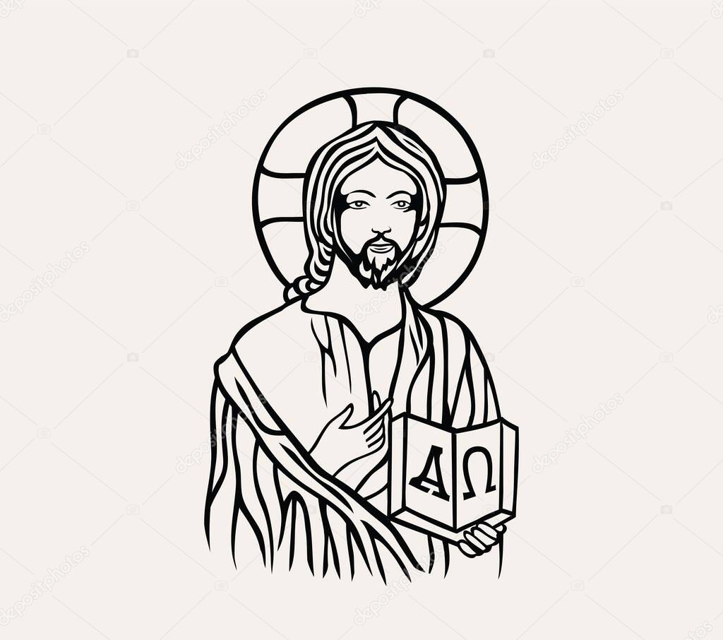 Jesus Alpha and Omega, art vector design