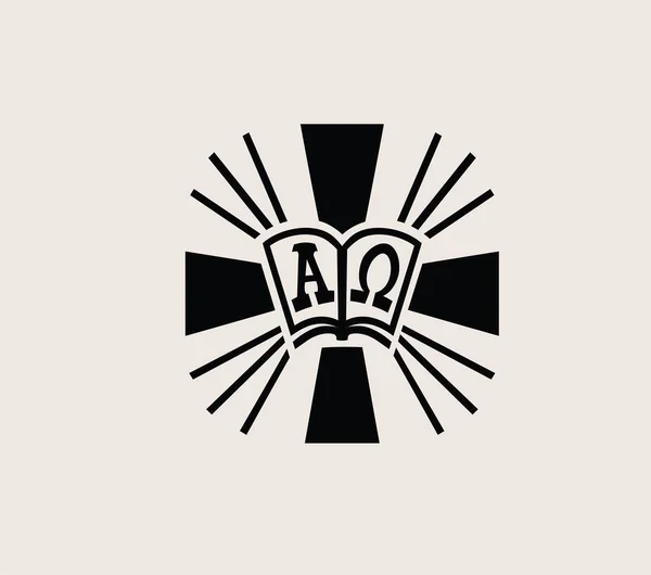 Крестовая Икона Омегой Художественный Вектор Дизайна — стоковый вектор