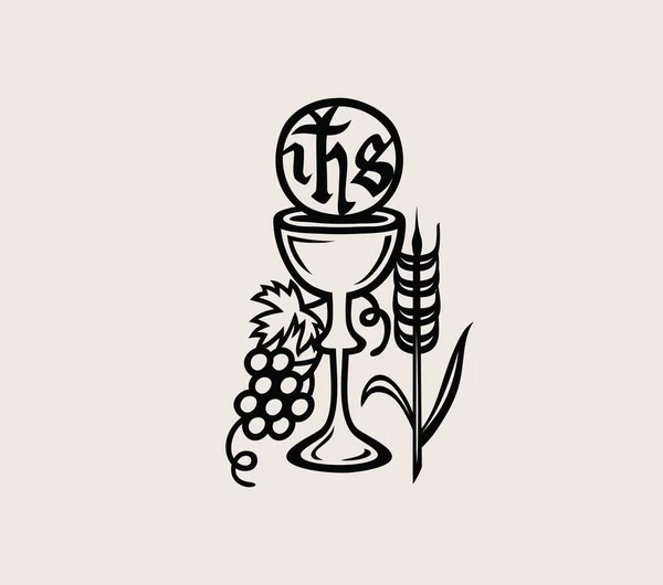 Ihs Cup Bread Wine Symbol Art Vector Design — стоковий вектор