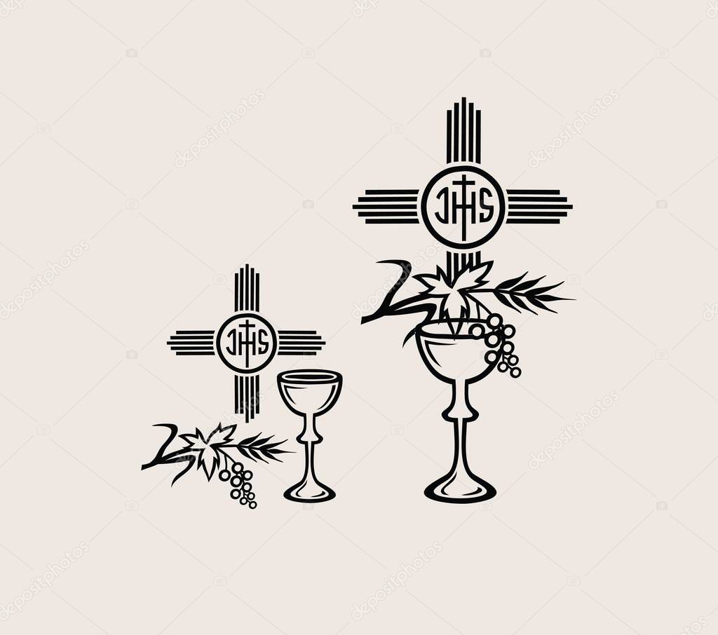 Chalice with the Body and Blood of Jesus, art vector design
