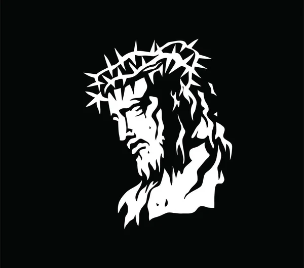 Jesus Face Silhouette Design Vetores Arte — Vetor de Stock