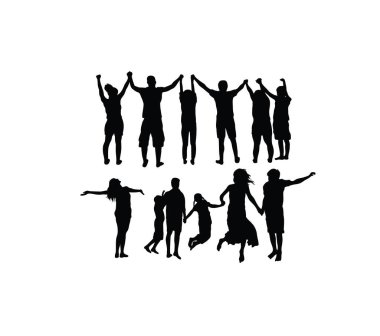 İnsanların Silueti Birlikte ve mutlu, sanat vektörü tasarımı