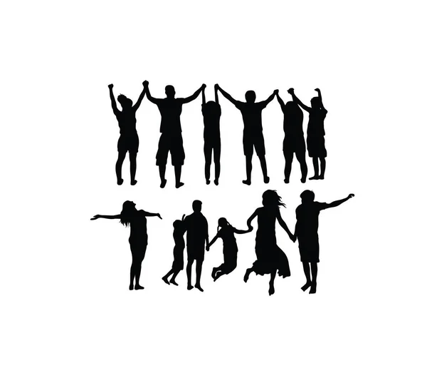 Silhouette People Together Happy Art Vector Design — Stockvector