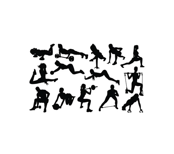 Fitness Und Fitness Aktivität Silhouetten Kunst Vektor Design — Stockvektor