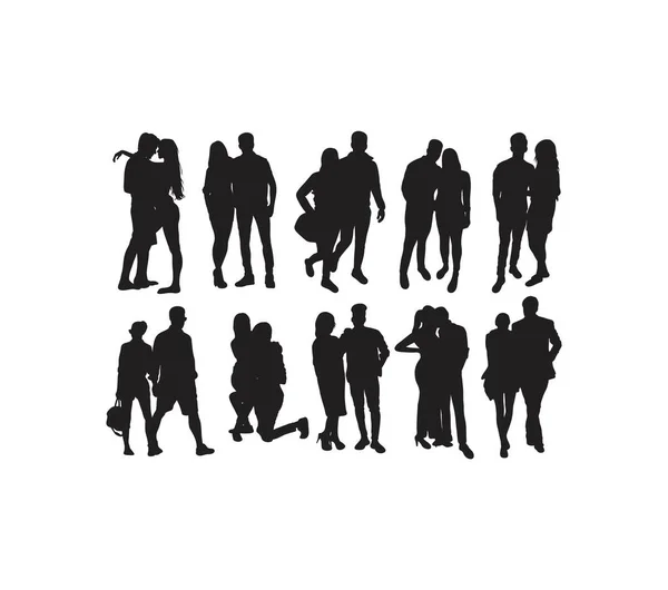 Couple Personnes Art Vectoriel Silhouette Design — Image vectorielle