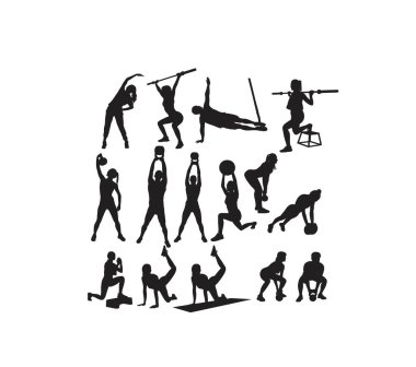 Gym Activity Silhouettes, art vector design
