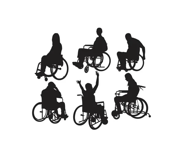 Disabled People Activity Silhouettes Art Vector Design — Stock Vector