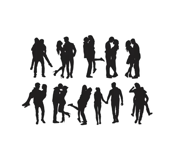 Couple People Art Vector Silhouette Design — Stock Vector