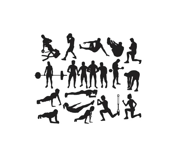 Γυμναστήριο Αθλητική Δραστηριότητα Τέχνη Διάνυσμα Σιλουέτες Σχεδιασμό — Διανυσματικό Αρχείο