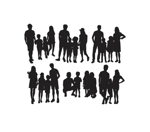 Parent Family Activity Silhouettes Art Vector Design — Stock Vector