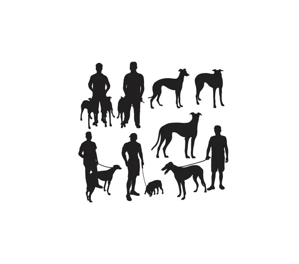 People Dog Silhouettes Art Vector Design — Stock Vector