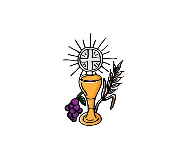 Ihs Cup Bread Wine Symbol Art Vector Design — 스톡 벡터