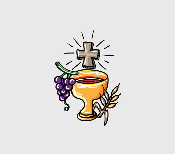 Ihs Cup Chleb Wino Symbol Projekt Wektora Sztuki — Wektor stockowy