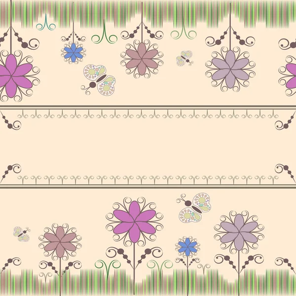 Flores y mariposas — Vector de stock