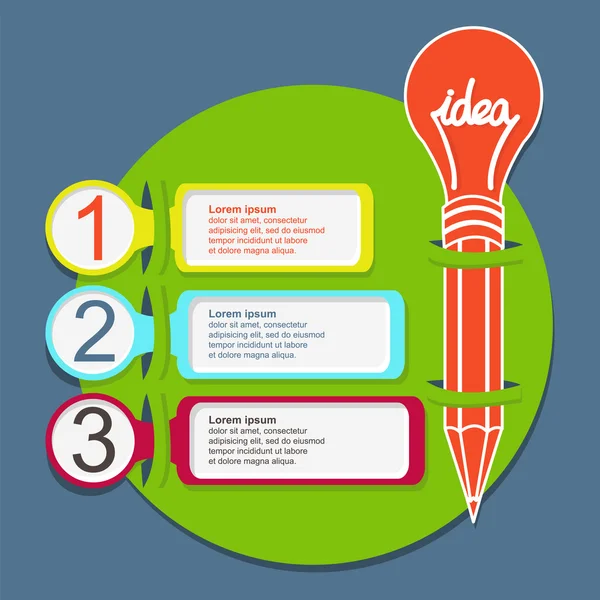 Modelo infográfico de três passos com lápis — Vetor de Stock